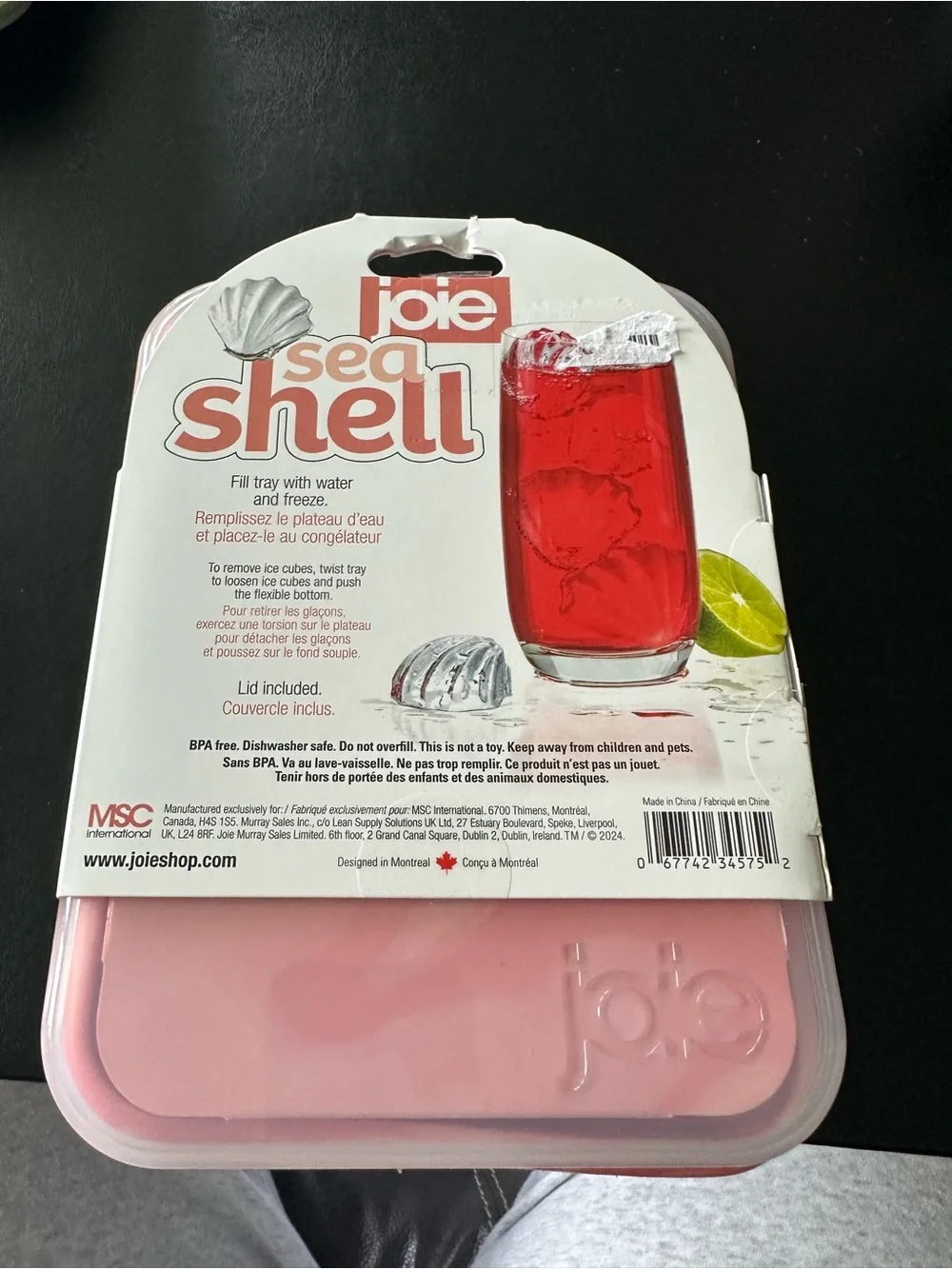 Joie Pink Sea Shell Silicone Ice Tray with Lid
